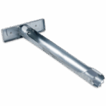 A metal tool with a rectangular handle and a long, cylindrical shaft ending in a serrated, circular edge, the Soil Sampling Tube - 1055 is ideal for coring or extracting soil or plant samples.