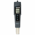 A digital handheld TRACER PockeTester - 1749 meter with a display showing readings of 3000 ppm and 13.07. The device is used for measuring Salt, TDS, Conductivity, and Temperature, and features Mode, Cal, and On/Off buttons.