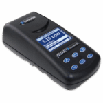 A handheld Smart 3 Colorimeter - 1910 displays a reading of 3.16 ppm for chlorine on its screen, with several blue control buttons below the display.