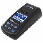 A black handheld 2020t Portable Turbidity Meter - 1974-T by LaMotte, featuring a digital screen with sample reading in NTU units and several blue control buttons below the screen.