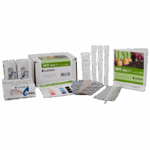 Kit de análisis de suelo NPK - 3-5880 con tubos de ensayo, reactivos, carta de colores, cuentagotas, manual de instrucciones y una caja blanca: todo lo que necesitas para analizar los niveles de nutrientes del suelo.