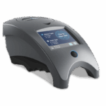 A compact, gray WaterLink Spin Touch FX - 3589 electronic device with a touchscreen display showing water type and disk type options, featuring a rounded design and blue accents, set against a white background.