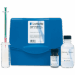 The LaMotte Alkalinity Test Kit - 4491-DR-01 features a blue plastic case, a syringe, indicator tablets, and an “Alkalinity Titration B” bottle—everything you need for accurate alkalinity testing.