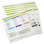 A stack of laminated “Biotic Index Data Sheet - 5882-DATA-6” forms with colorful sections, checkboxes, and tables for recording scientific or environmental data, displayed slightly fanned out on a white surface.
