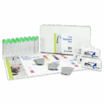 A Tapwater Tour - 5972-01 tap water testing kit featuring test tubes, color comparison charts, instruction sheets, test tablets in blister packs, and a white box labeled The Tapwater Tour displayed on a white surface.