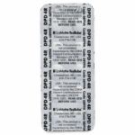 A blister pack labeled “DPD 4R,” featuring LaMotte TesTabs Chlorine DPD #4 RAPID, with safety information, contact details, and manufacturing codes printed in black on the silver packaging. No tablets are visible.