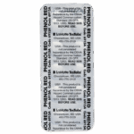 A blister pack labeled PHENOL RED TesTabs for pH (Phenol Red) testing, featuring safety information, product codes, and manufacturer details printed in black text on a silver background.