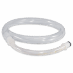 A coiled, transparent plastic tube with connectors on both ends, designed for use with the WaterLink Spin Touch DW Sales Demonstration Outfit - 4-3085, laying on a white background.