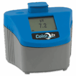 A blue and gray electronic device, labeled “ColorQ 2x” beneath the display, shows a pH reading of 7.2. This is part of the ColorQ 2x PRO 7-PLUS Kit - 2094.